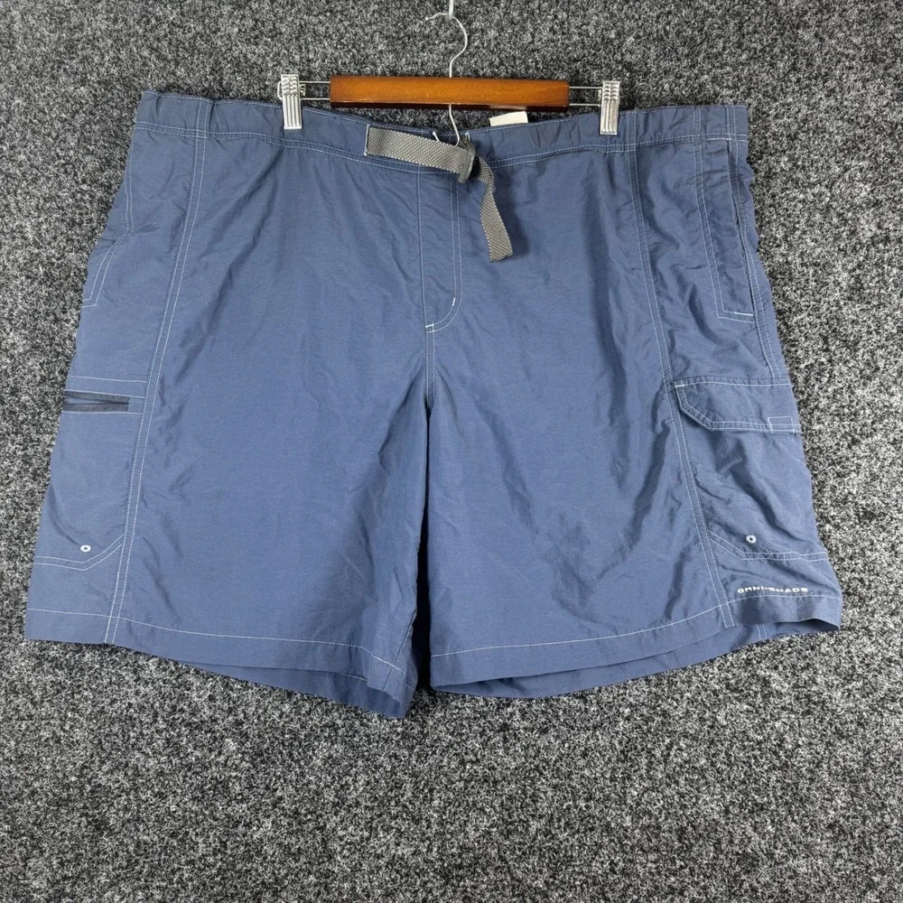 Columbia Mens XXL Omni-Shade Cargo Shorts Navy Blue Nylon Belted AM4544